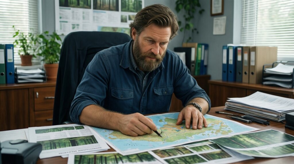 Лес и экология: вырубки, восстановление, пожары и защита природных территорий - иллюстрация