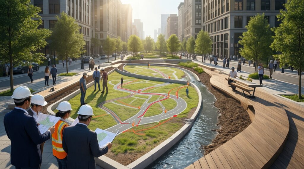 Городская среда: благоустройство дворов, парков, набережных и общественные обсуждения - иллюстрация